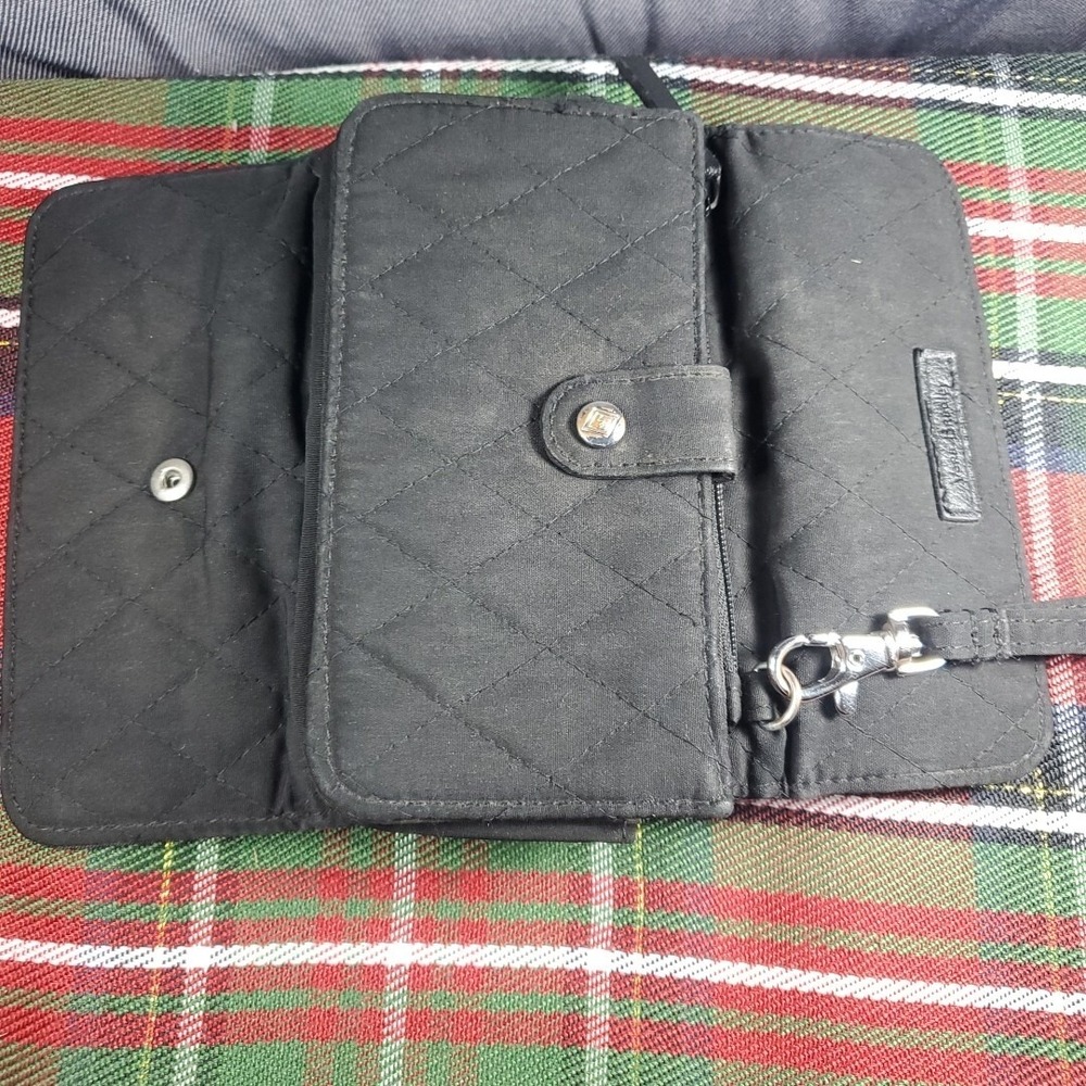 Vera Bradley Folded Flap Wristlet Wallet Microfiber Quilted Classic Black - Picture 7 of 11